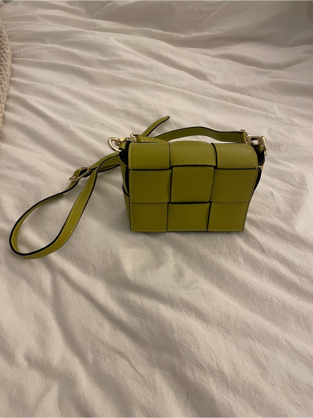 Italian Leather Woven Crossbody Bag